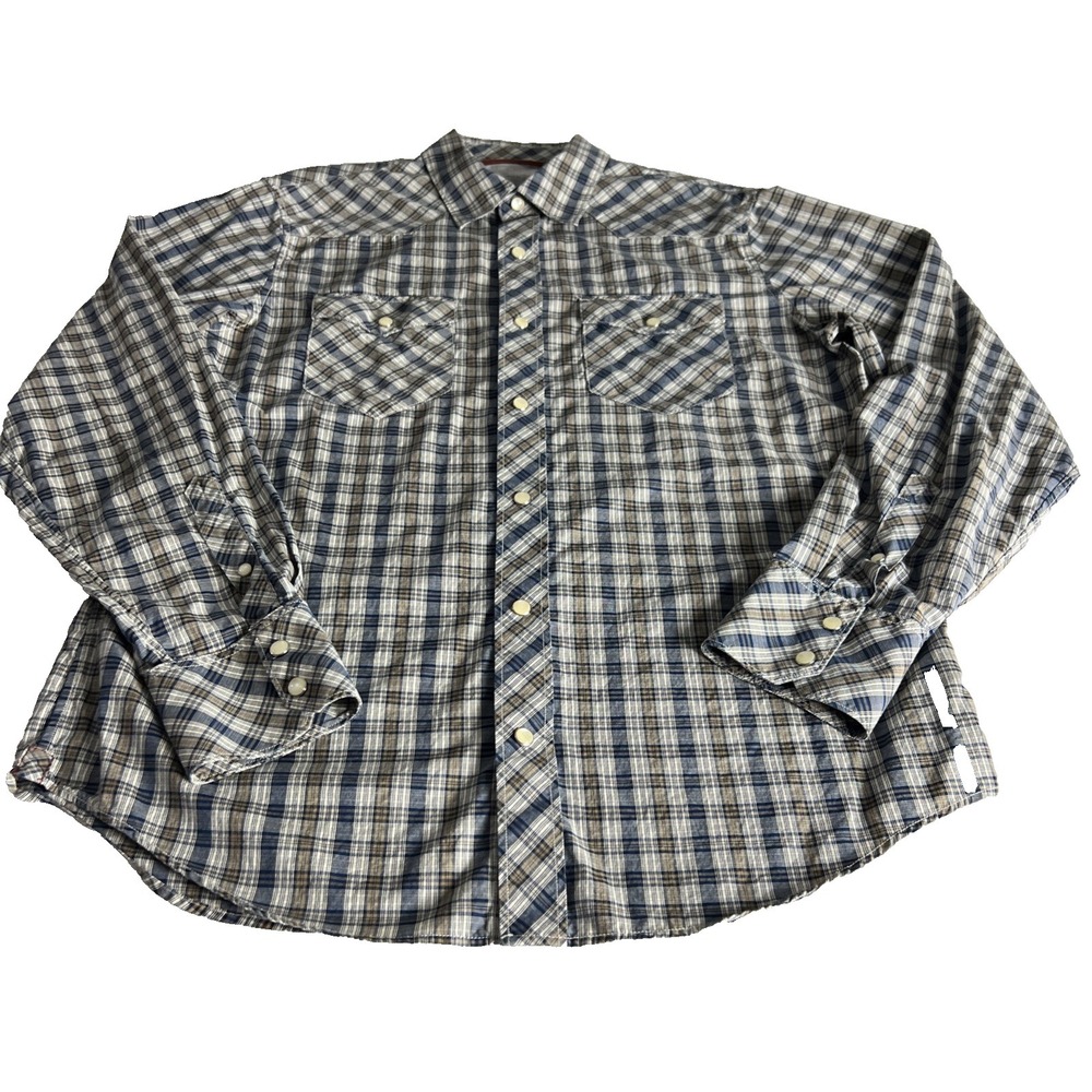 Banana Republic Men's Shirt Size Medium Slim Fit 2 Pockets Snaps Cotton Plaid C5